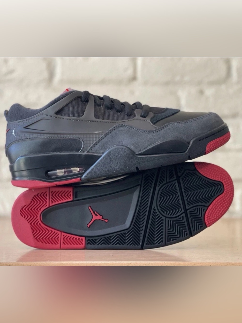 Nike Air Jordan 4 RM Retro Black Red Low Casual Shoes FQ7939-060 Mens Sz 10, 11